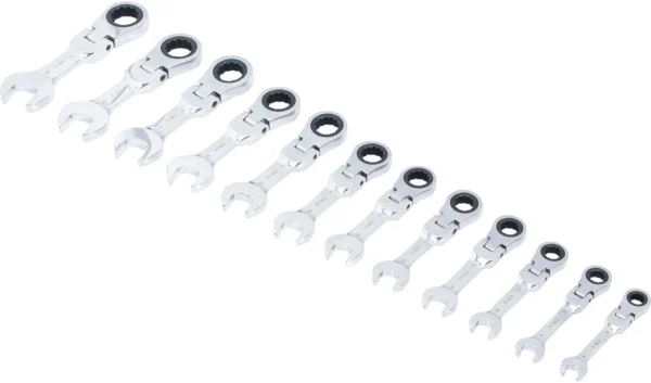 BGS 30003 zestaw kluczy płasko-oczkowych z grzechotką, krótkich, 8–19 mm, 12 szt.