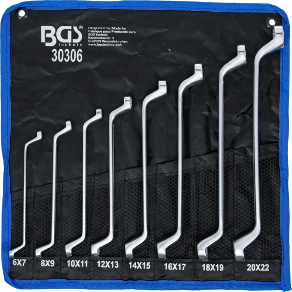 BGS 30306 zestaw kluczy oczkowych dwustronnych, głęboko odsadzone, 6 x 7–20 x 22 mm, 8 szt.
