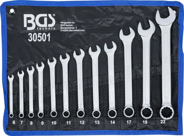 BGS 30501 zestaw kluczy płasko-oczkowych, 6–22 mm, 12 szt.