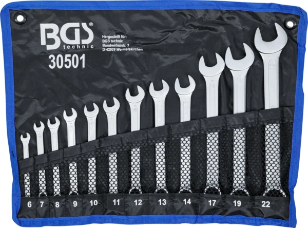 BGS 30501 zestaw kluczy płasko-oczkowych, 6–22 mm, 12 szt.