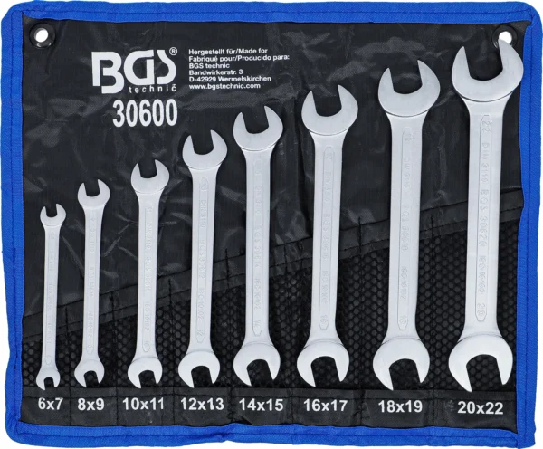 BGS 30600 zestaw kluczy płaskich dwustronnych, 6–22 mm, 8 szt.