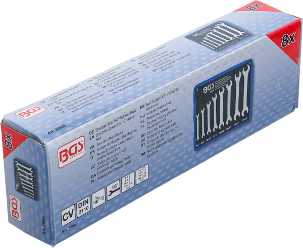 BGS 30600 zestaw kluczy płaskich dwustronnych, 6–22 mm, 8 szt.