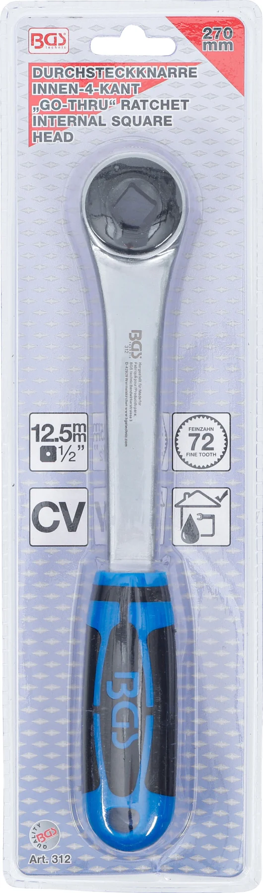 BGS 312 grzechotka przelotowa, gniazdo czworokątne 12,5 mm (1/2")