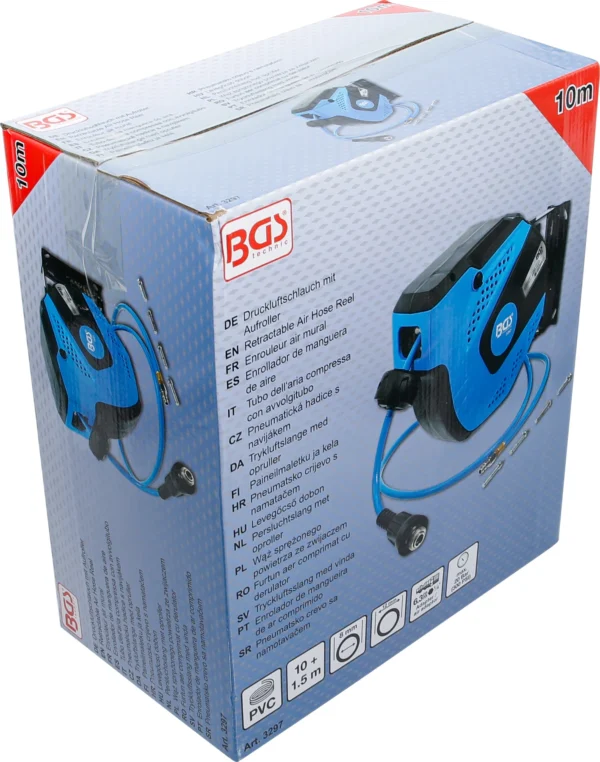 BGS 3297 wąż sprężonego powietrza ze zwijaczem, automatyczny, 10 m