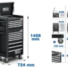BGS 4088 profesjonalny wózek warsztatowy Standard Maxi, 12 szuflad, z 263 narzędziami