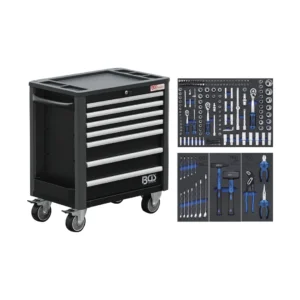 BGS 4140 wózek warsztatowy, 7 szuflad, niski, z 209 narzędziami