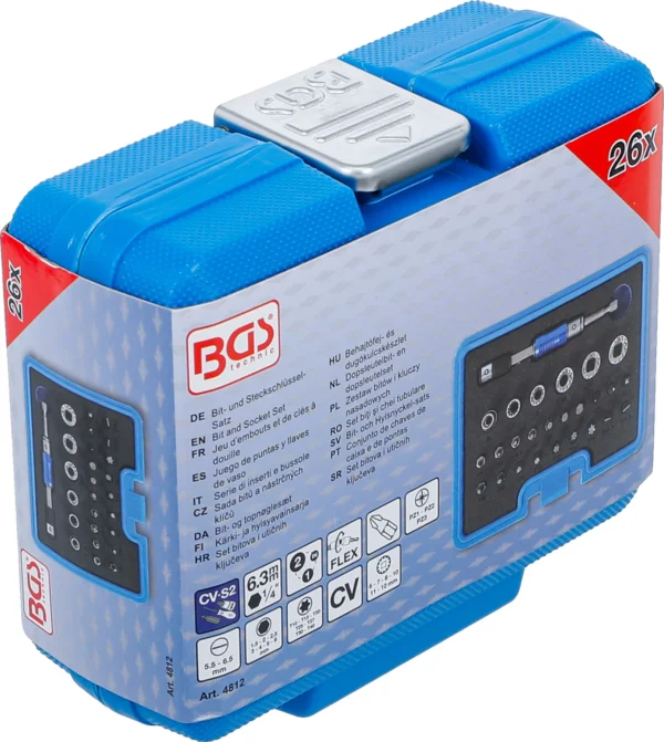 BGS 4812 zestaw bitów i kluczy nasadowych, chwyt sześciokątny 6,3 mm (1/4"), 2 w 1, 26 szt.