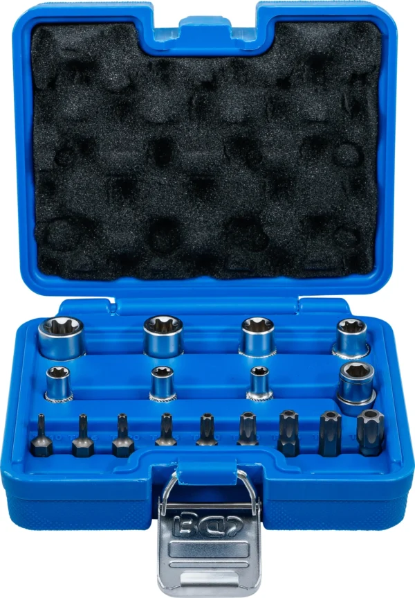 BGS 5023 zestaw bitów i kluczy nasadowych, profil E / profil T (do Torx), 17 szt.