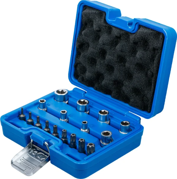 BGS 5023 zestaw bitów i kluczy nasadowych, profil E / profil T (do Torx), 17 szt.