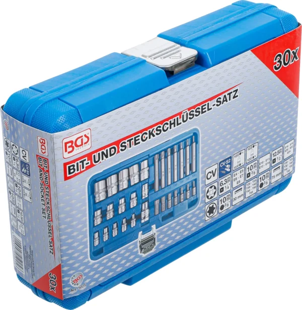 BGS 5025 zestaw bitów i kluczy nasadowych, profil E / profil T (do Torx), 30 szt.