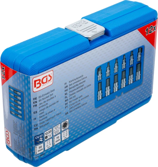 BGS 5052 zestaw nasadek do bitów, 12,5 mm (1/2"), gniazdo sześciokątne 5–22 mm, 12 szt.