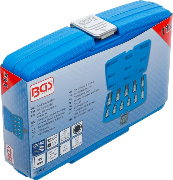 BGS 5053 zestaw nasadek do bitów, 12,5 mm (1/2"), gniazdo sześciokątne 7/32–13/16", calowe, 12 szt.