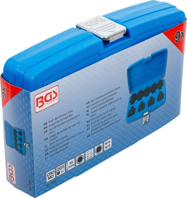 BGS 5054 zestaw nasadek udarowych do bitów, 20 mm (3/4"), gniazdo sześciokątne, gniazdo wielokątne (do XZN), 9 szt.