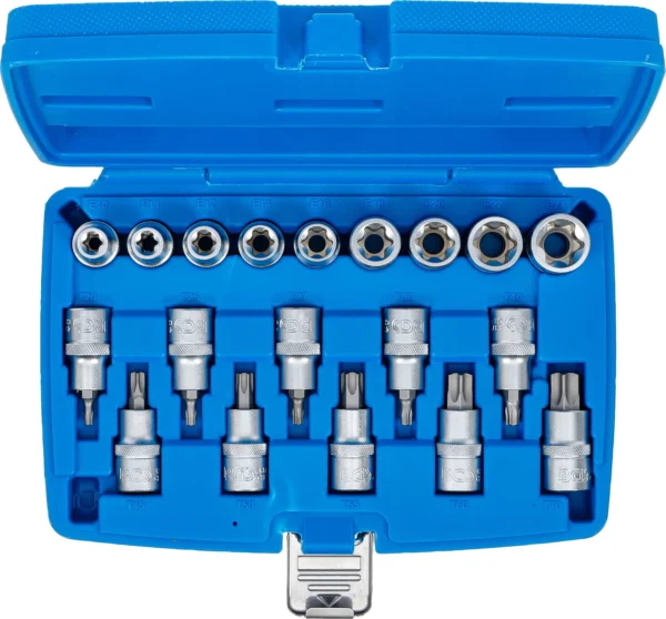 BGS 5100 zestaw nasadek do bitów i do kluczy nasadowych, 12,5 mm (1/2"), profil E / profil T (do Torx), 19 szt.