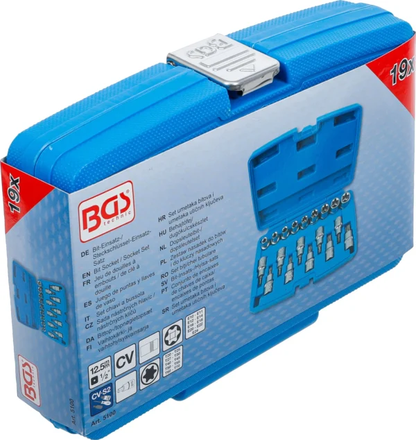 BGS 5100 zestaw nasadek do bitów i do kluczy nasadowych, 12,5 mm (1/2"), profil E / profil T (do Torx), 19 szt.