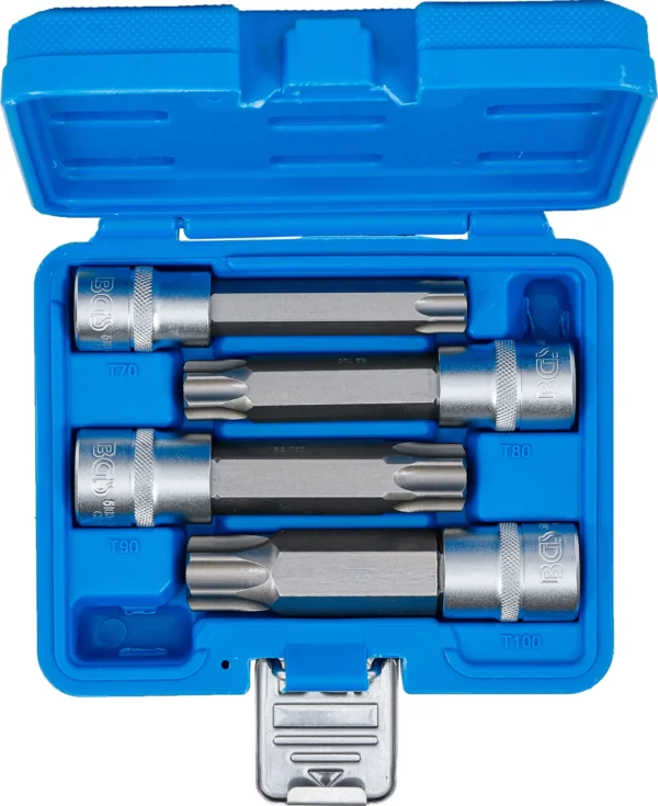 BGS 5103 zestaw nasadek do bitów, 12,5 mm (1/2"), profil T (do Torx) z otworem, 4 szt.