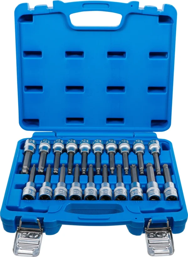 BGS 5170 zestaw nasadek do bitów, 12,5 mm (1/2"), gniazdo sześciokątne, profil T (do Torx), gniazdo wielokątne (do XZN) z łbem kulistym, 20 szt. BGS 5170 zestaw nasadek do bitów, 12,5 mm (1/2"), gniazdo sześciokątne, profil T (do Torx), gniazdo wielokątne (do XZN) z łbem kulistym, 20 szt.