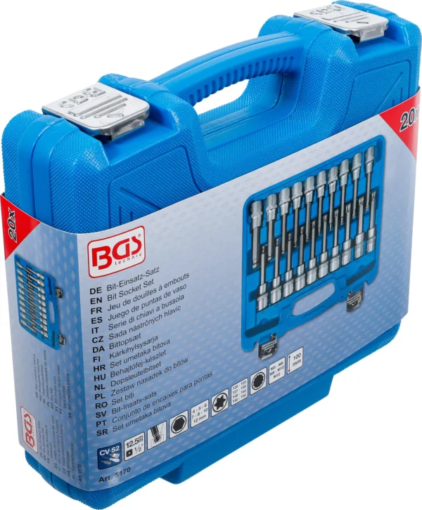 BGS 5170 zestaw nasadek do bitów, 12,5 mm (1/2"), gniazdo sześciokątne, profil T (do Torx), gniazdo wielokątne (do XZN) z łbem kulistym, 20 szt. BGS 5170 zestaw nasadek do bitów, 12,5 mm (1/2"), gniazdo sześciokątne, profil T (do Torx), gniazdo wielokątne (do XZN) z łbem kulistym, 20 szt.
