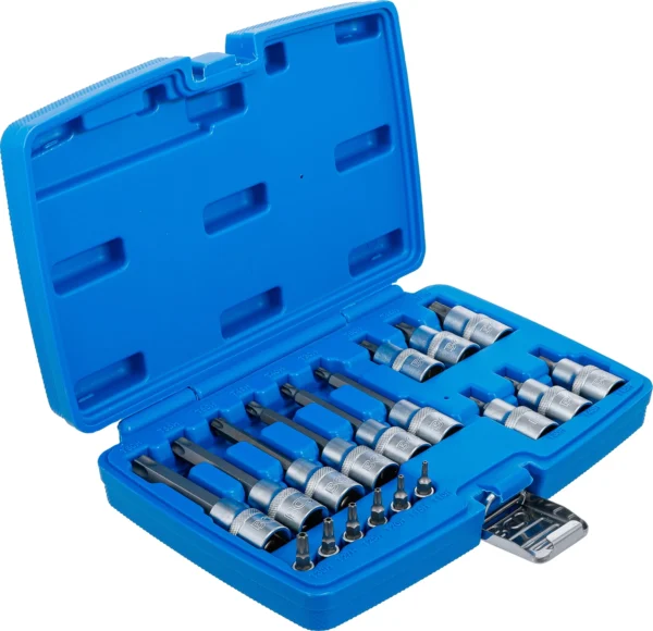 BGS 5174 zestaw nasadek do bitów, 6,3 mm (1/4") / 12,5 mm (1/2"), profil T (do Torx) z otworem, 18 szt.