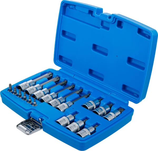 BGS 5174 zestaw nasadek do bitów, 6,3 mm (1/4") / 12,5 mm (1/2"), profil T (do Torx) z otworem, 18 szt.