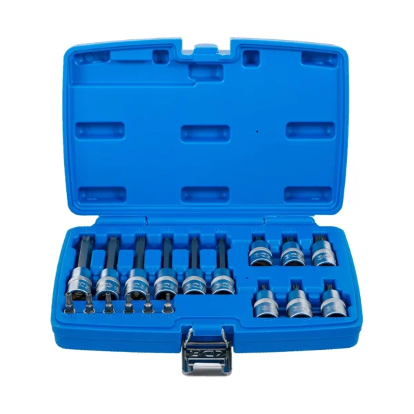 BGS 5174 zestaw nasadek do bitów, 6,3 mm (1/4") / 12,5 mm (1/2"), profil T (do Torx) z otworem, 18 szt.