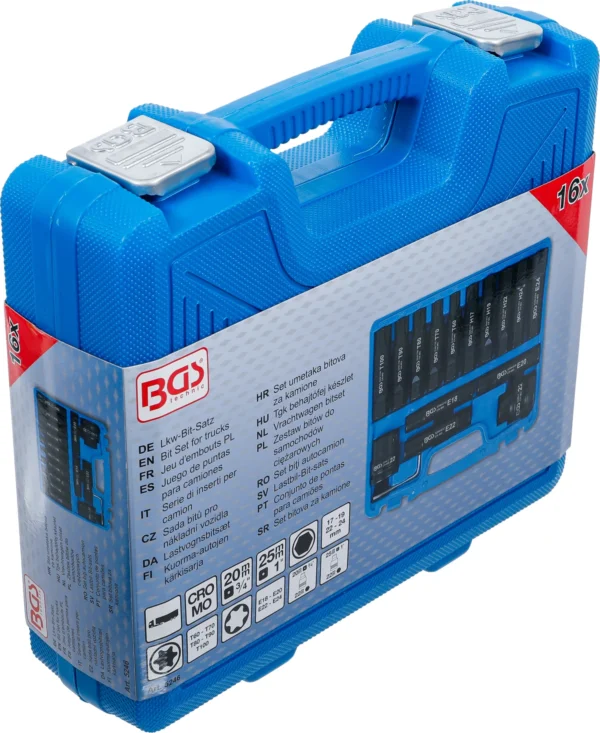 BGS 5246 zestaw bitów do samochodów ciężarowych, 20 mm (3/4") + 25 mm (1"), 16 szt.