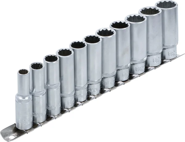 BGS 5252 zestaw nasadek dwunastokątnych, głębokich, 10 mm (3/8"), 8–19 mm, 11 szt.