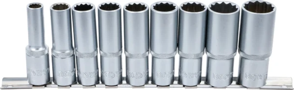 BGS 5253 zestaw nasadek dwunastokątnych, głębokich, 12,5 mm (1/2"), 10–24 mm, 9 szt.