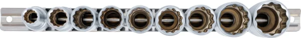 BGS 5253 zestaw nasadek dwunastokątnych, głębokich, 12,5 mm (1/2"), 10–24 mm, 9 szt.