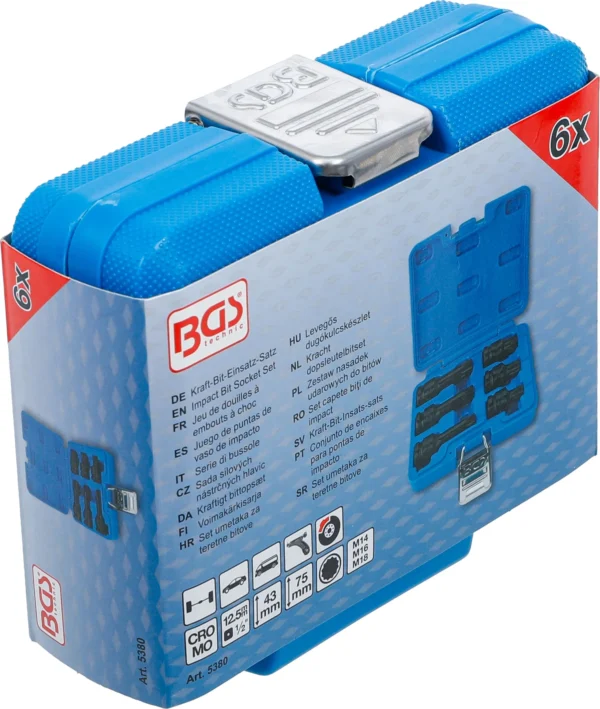 BGS 5380 zestaw nasadek udarowych do bitów, 12,5 mm (1/2"), gniazdo wielokątne (do XZN) M14 - M18, 6 szt.