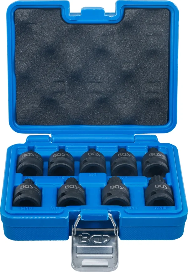 BGS 5487 zestaw nasadek udarowych do bitów, 12,5 mm (1/2"), gniazdo wielokątne (do XZN) M4–M16, 9 szt.