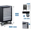 BGS 6076 wózek warsztatowy, 7 szuflad, zestawy blokad rozrządu, 223 szt.