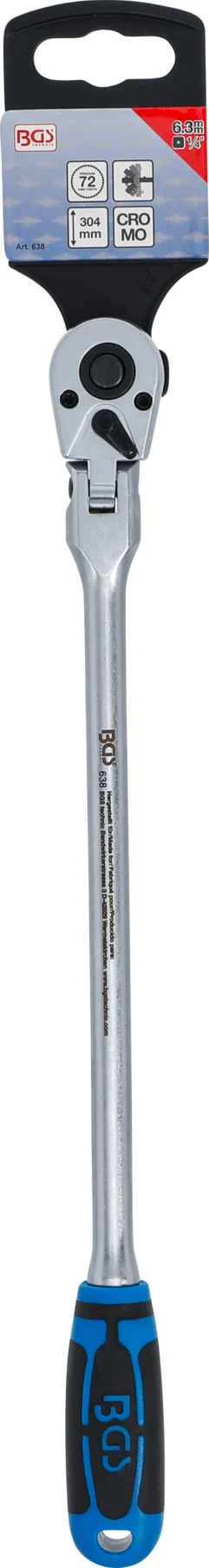 BGS 638 grzechotka przegubowa, blokowana, długa, 6,3 mm (1/4"), 304 mm