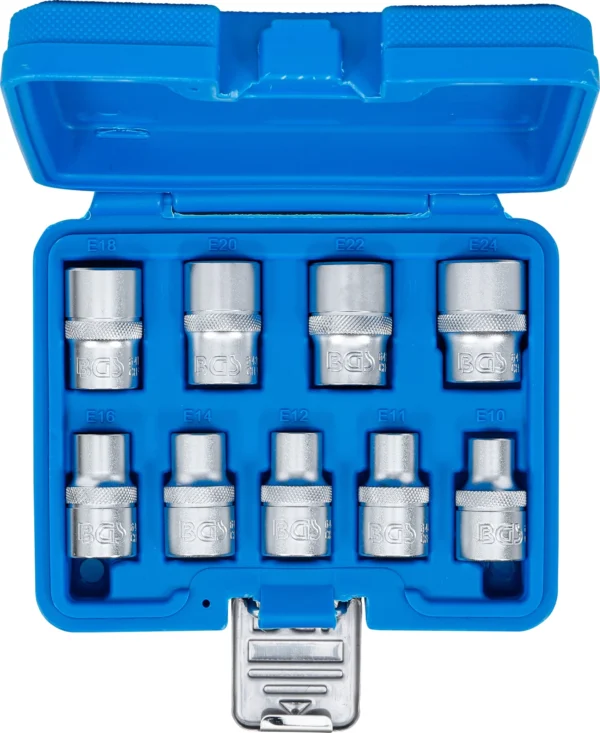 BGS 6425 zestaw nasadek profil E, 12,5 mm (1/2"), E10 - E24, 9 szt.