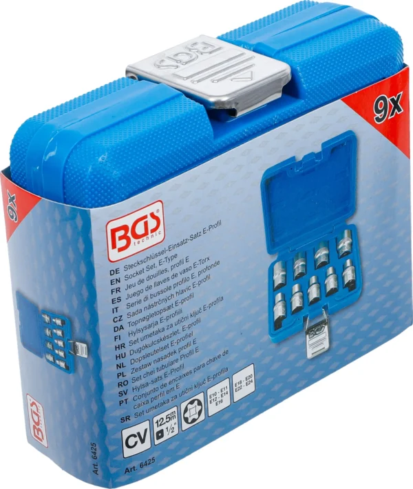 BGS 6425 zestaw nasadek profil E, 12,5 mm (1/2"), E10 - E24, 9 szt.