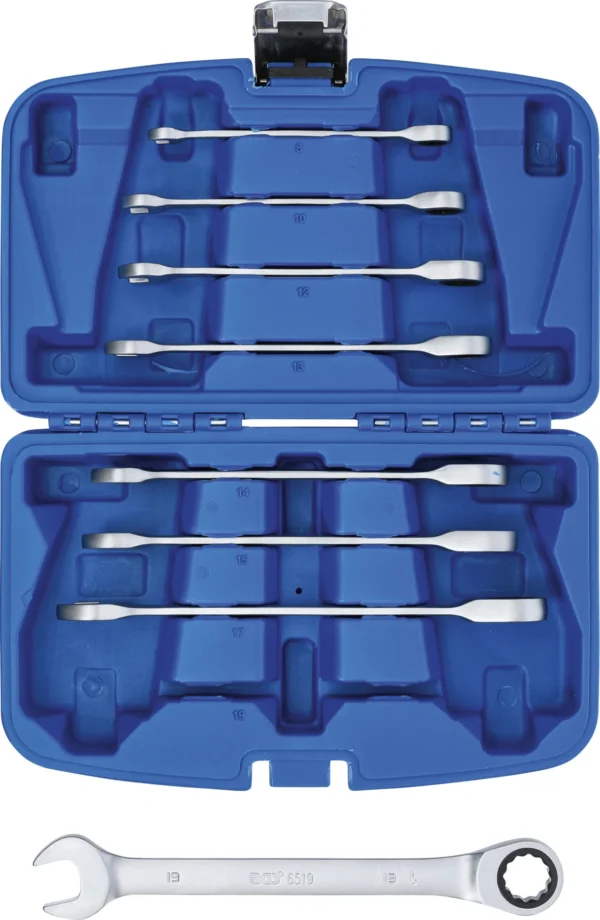 BGS 6540 zestaw kluczy płasko-oczkowych z grzechotką, 8–19 mm, 8 szt.