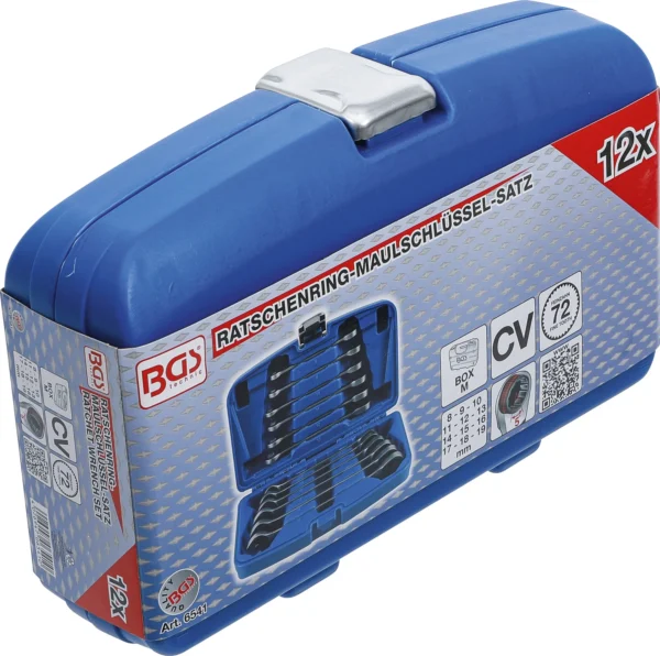 BGS 6541 zestaw kluczy płasko-oczkowych z grzechotką, 8–19 mm, 12 szt.
