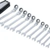 BGS 6546 zestaw kluczy płasko-oczkowych z grzechotką, łamany, 8–19 mm, 12 szt.
