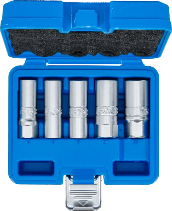 BGS 6641 zestaw sześciokątnych nasadek do świec zapłonowych, napęd 12,5 mm (1/2"), 14–21 mm, 5 szt