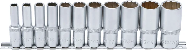 BGS 6859 zestaw nasadek dwunastokątnych, głębokich, 10 mm (3/8"), calowe, 11 szt.