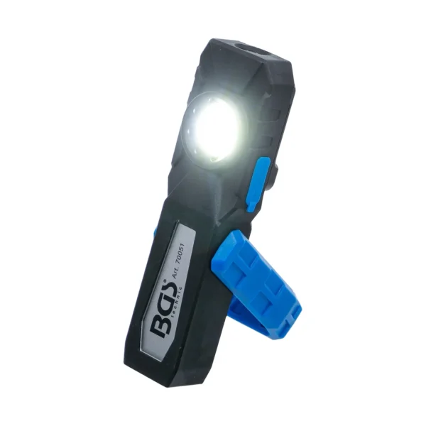 BGS 70051 lampa warsztatowa COB LED z magnesem i hakiem, składana