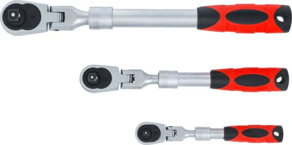 BGS 72114 zestaw grzechotek przełączalnych, rozsuwana, łamana, 6,3 mm (1/4") - 10 mm (3/8") - 12,5 mm (1/2"), 3 szt.