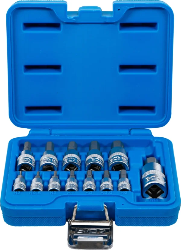 BGS 74257 zestaw nasadek do bitów, 6,3 mm (1/4") / 10 mm (3/8") / 12,5 mm (1/2"), gniazdo sześciokątne 2–14 mm, 13 szt.