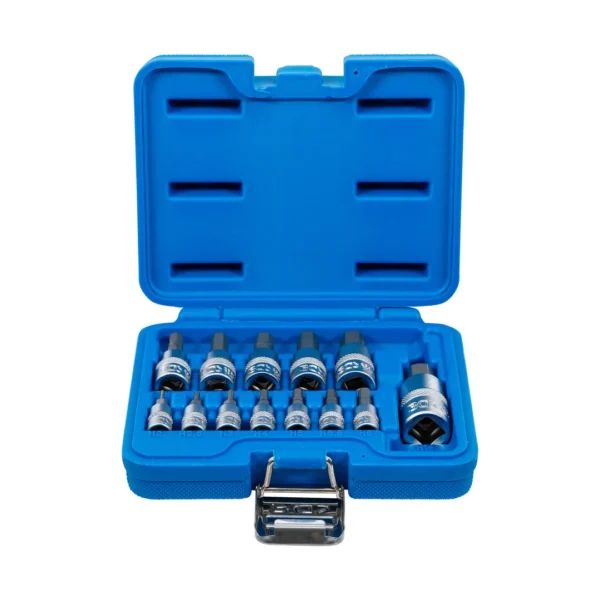 BGS 74257 zestaw nasadek do bitów, 6,3 mm (1/4") / 10 mm (3/8") / 12,5 mm (1/2"), gniazdo sześciokątne 2–14 mm, 13 szt.