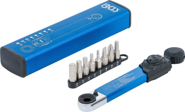 BGS 74295 klucz dynamometryczny, gniazdo sześciokątne 6,3 mm (1/4"), 2–10 Nm, z zestawem bitów, 9 szt.