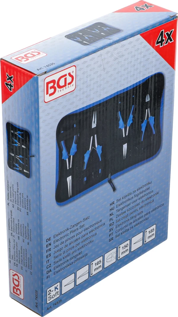 BGS 74535 zestaw szczypiec do elektroniki, bardzo długie, 4 szt.