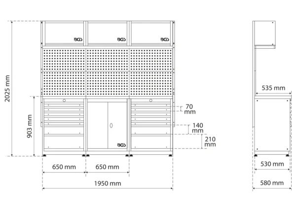 BGS 80100 system jednostek ściennych, pakiet startowy, drewno, 3 moduły