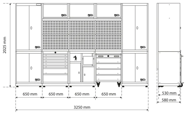 BGS 80140 system jednostek ściennych, Flex, drewno, 5 modułów