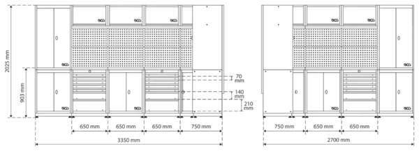 BGS 80160 system jednostek ściennych, warsztat, drewno, 8 moduły