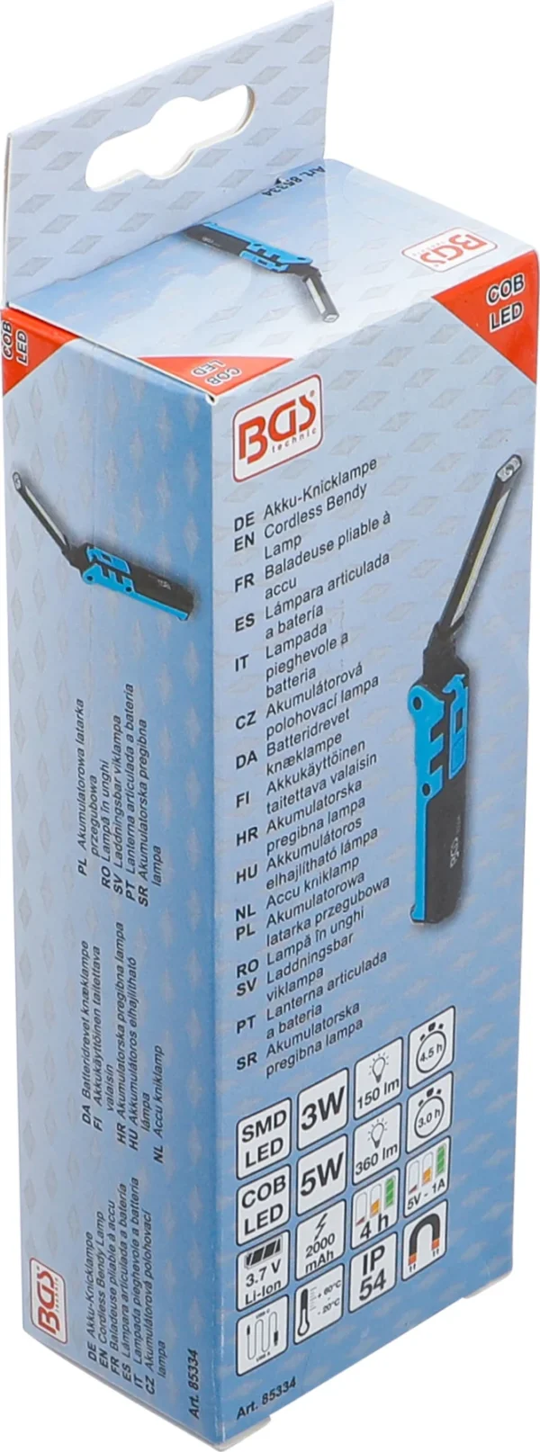 BGS 85334 akumulatorowa latarka przegubowa, LED COB, 5 W